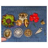 8 Vintage Brooches Various Designs