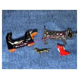4 Dachshund Brooches & Pins