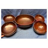 9pc Wooden Salad Bowl Set