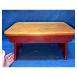 Wooden Footstool w/ Red Legs