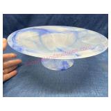 Frosted Blue Swirl Compote Bowl