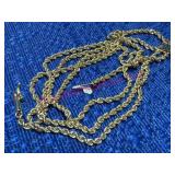 14k Gold 24in Rope Necklace 7.7g