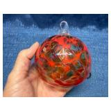 Hand Blown Glass Ornament w/ Colorful Design