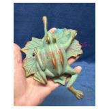 Metal Frog Door Knocker on Leaf Design
