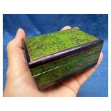 Hand-Painted Wooden Box w/ Green Floral Design