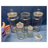 5 British Apothecary Jars w/Lids