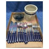 18pcs WM Mardi Gras Flatware w/Holder & Bowl