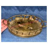 Solid Brass India Tray w/Animals