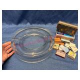 Large Vtg Glass Ashtray w/Matchbooks Lot