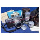 Leica M2 Camera w/3 Lenses & Manuals