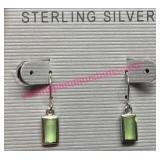 Sterling Silver Green Prehnite Dangle Earrings