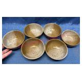 6 Pottery Fruit Bowls in Beige & Brown Tones