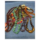 10 Beaded Necklaces w/Various Designs