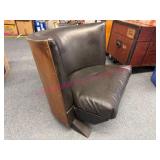 Mid-Century Vinyl & Wood Lounge Chair (low)