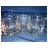 3 Old Fashion Crystal Glasses