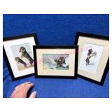 3 Framed Postcards of Dachshunds