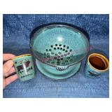 Glazed Ceramic Strainer & Shot Glasses