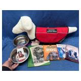 Plush Dog w/Books, Harness & Bowls