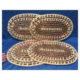 Woven Oval Basket Mats w/Brown & Beige Design
