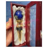 Gold-Tone Globe Wine Bottle Stopper w/Case