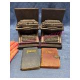 Typewriter Bookends w/Mini Faux Books