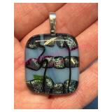 Signed Art Glass Pendant w/ Unique Design