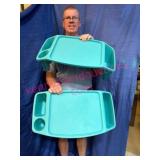 Large Turquoise Lap Trays w/Compartments