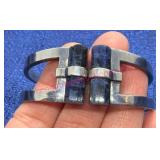 Taxco Sterling w/Lapis Hinged Bangle 47g