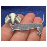 Sterling Silver Dachshund Dog Pin 4.1g