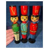 3 Hand Painted Wood Russian Soldiers