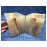 Vtg Onyx Stone Bookends w/Felt Base