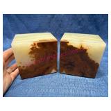 Onyx Bookends w/ Rustic Brown Veining