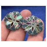 Sterling Silver Inlaid Earrings 6.1g