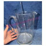 Handblown Glass Pitcher w/ Stirring Stick