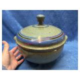 Lidded Stoneware Serving Bowl w/ Handles
