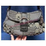 Coach Black & Grey Monogram Hobo Handbag