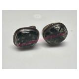 830 Silver Cuff Links w/ Stone Inlays
