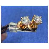 14K Yellow Gold Diamond Earrings, 1/2 CTW