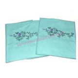 Mint Green Embroidered Pillowcases Pair