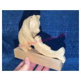 Handcarved Wood Bear w/ Fish Sculpture