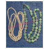 Jade Necklace w/Sterling Clasp & Pearl Necklace