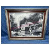 Signed G. Bushey Watermill Painting in Frame