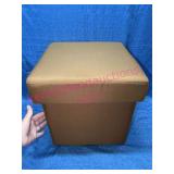 Brown Fabric Storage Ottoman w/ Tray Top #4
