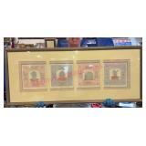 Large Southwestern 4-Panel Framed Art 18x45