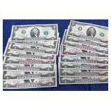 (16) Circulated $2 Bills, 2003 & 1976 Series