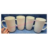 4 Williams-Sonoma White Mugs 6in tall