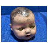 Antique Composition Doll Head W/Open Mouth & Eyes