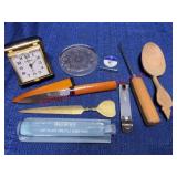 Lot: Paperweight, Seth Thomas Clock, Desk Items
