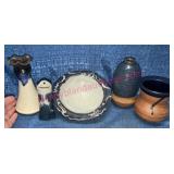 5pcs Signed Studio Pottery Vessels