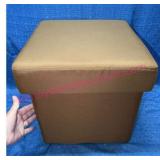 Brown Fabric Storage Ottoman w/ Tray Top #3